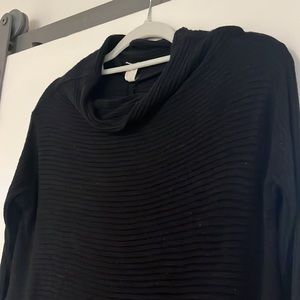 Free People Stretchy Long Sleeve Shirt Black Ribbed Open back XS Raw edge Cowl